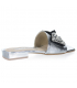 Stříbrné kožené pantofle s ozdobnou mašlí DSL2452