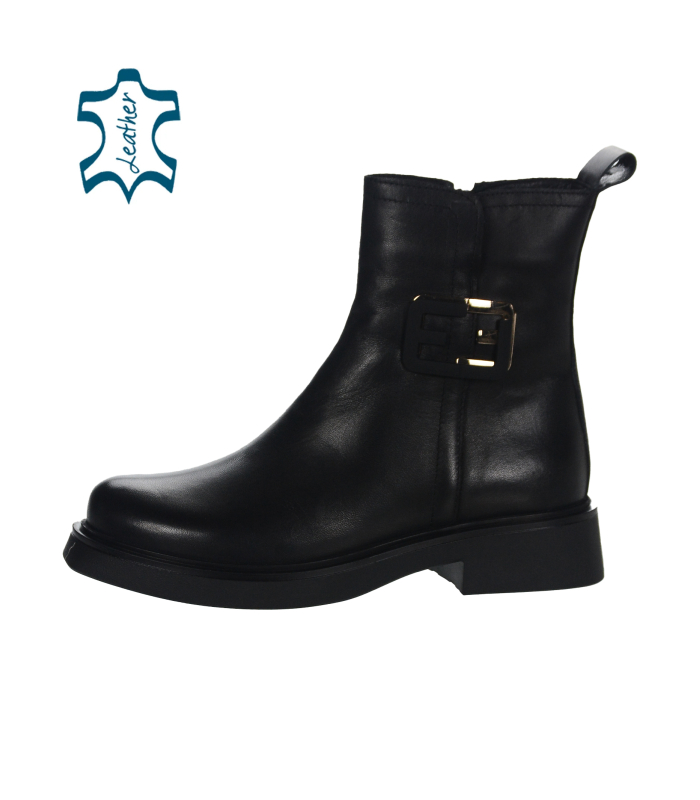 Černé kotníkové pohodlné holínky 10488