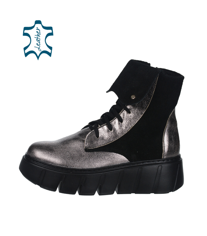 Černé stylové kotníkové tenisky s metalickými doplňky na podešvi 9159 black 2482