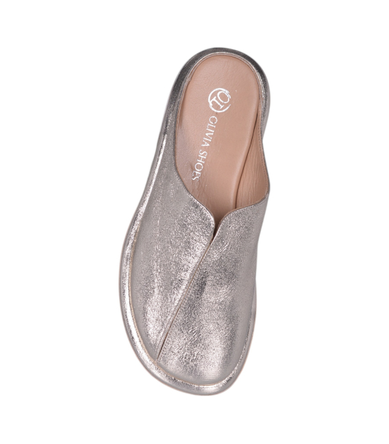 Dámské uzavřené zlaté pantofle 16-1229