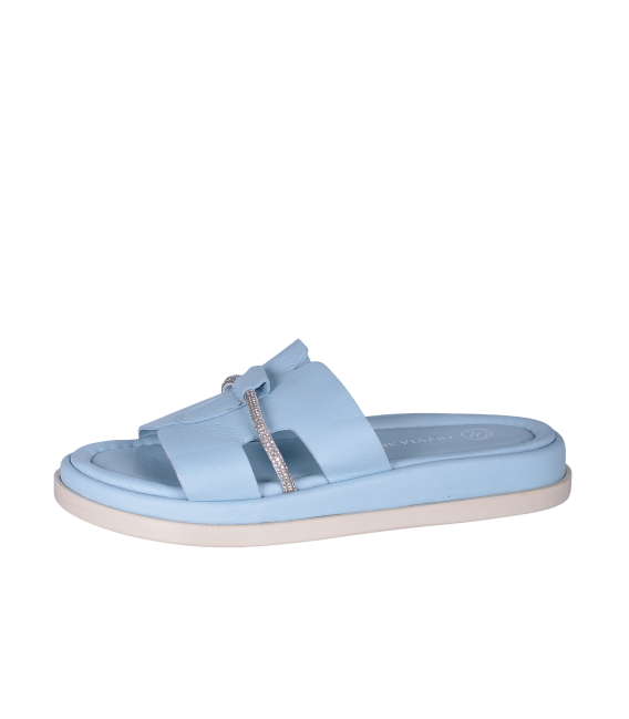 Dámské modré pantofle s kamínky 010-621