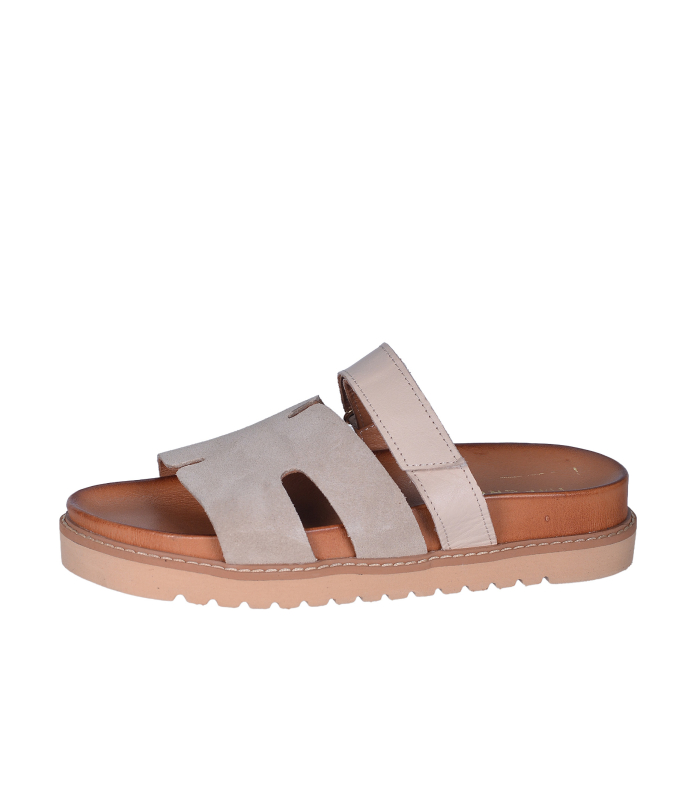 Dámské béžové pantofle na suchý zip 2755 beige