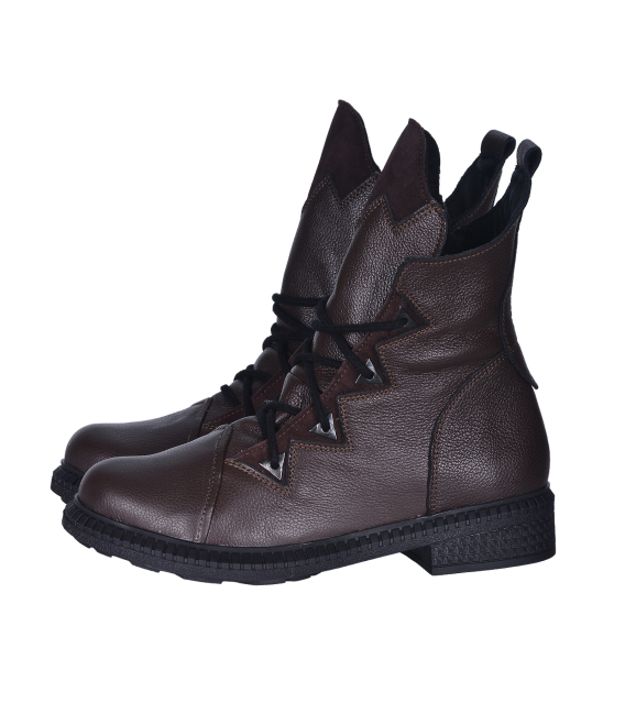 Pohodlné hnědé kotníkové kozačky 1909