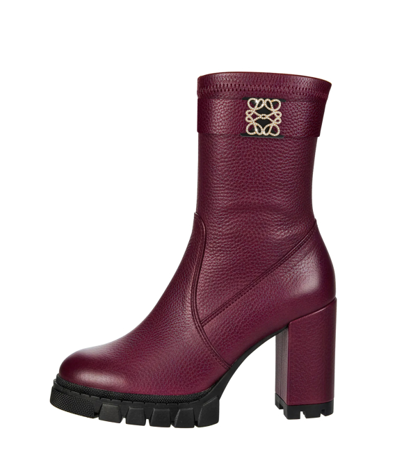 Bordové elegantní kozačky s ozdobou DKO2359