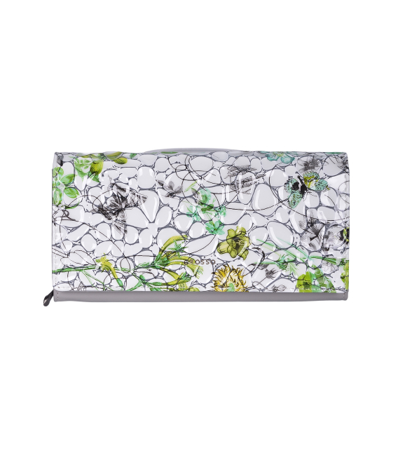 Dámská zelenkavá vzorovaná lakovaná peněženka PN20