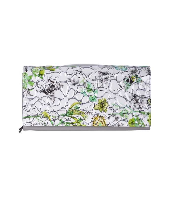 Dámská zelenkavá vzorovaná lakovaná peněženka PN20