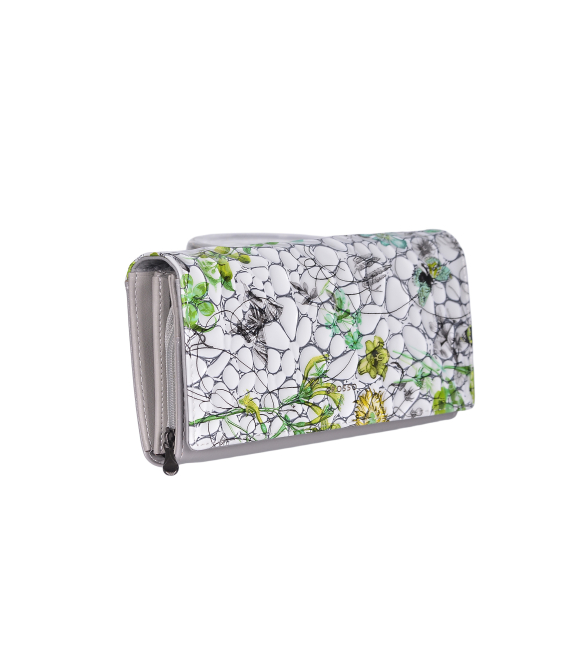 Dámská zelenkavá vzorovaná lakovaná peněženka PN20