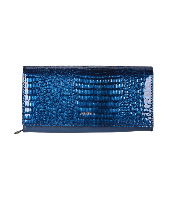 Dámská modrá lakovaná kroko peněženka PN20