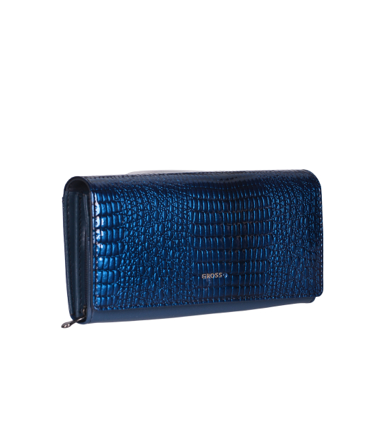 Dámská modrá lakovaná kroko peněženka PN20