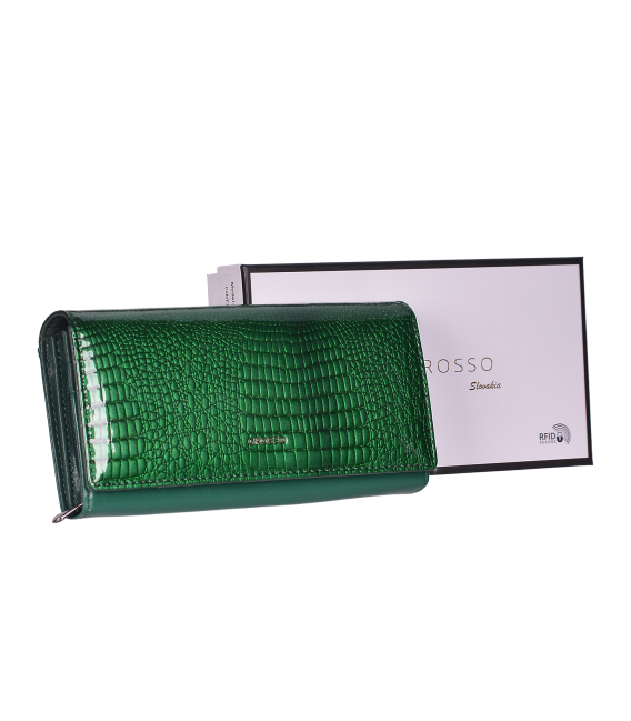 Dámská zelená lakovaná krokodýlí peněženka PN20