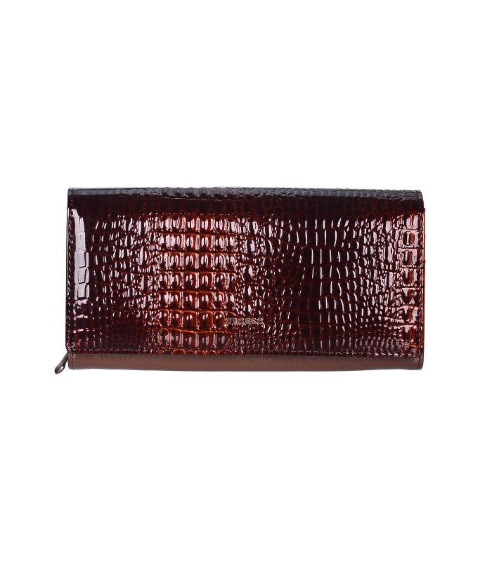 Dámská hnědá lakovaná krokodýlí peněženka PN20
