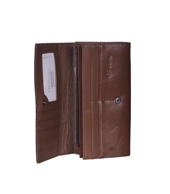 Dámská hnědá lakovaná krokodýlí peněženka PN20