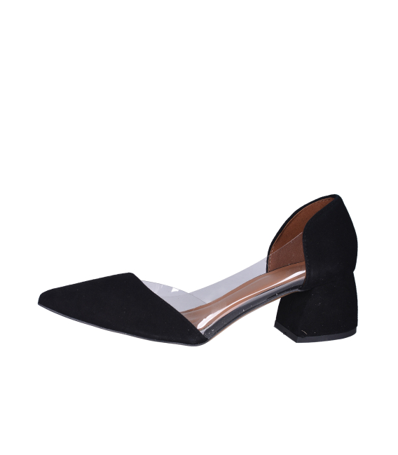 Comfortable black leather pumps 19513