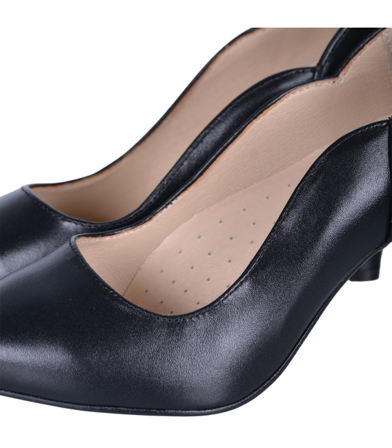 Komfortní černé kožené lodičky DLO004/1859