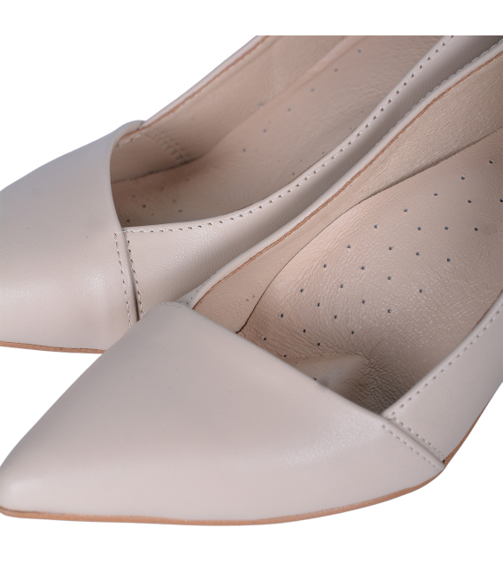 Komfortní béžové kožené lodičky 861-7033N