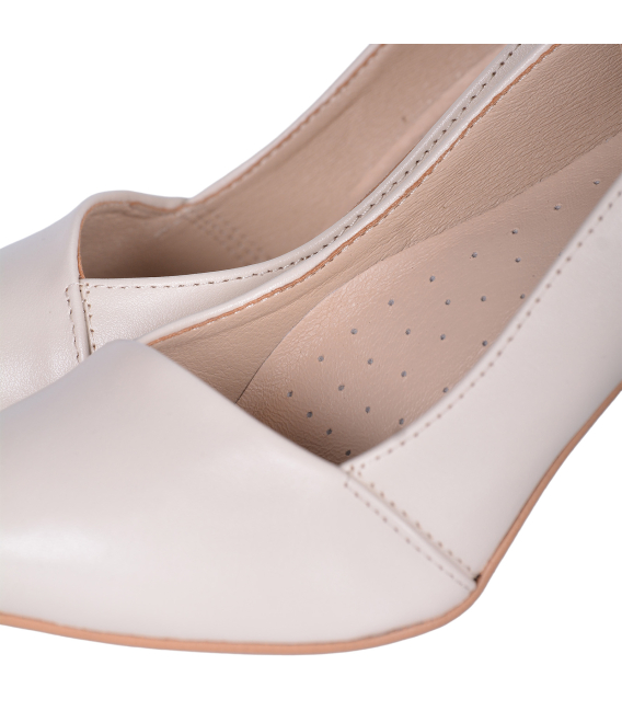 Komfortní béžové kožené lodičky 861-2029