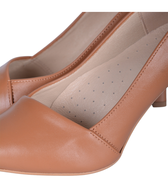 Komfortní skořicové kožené lodičky 861-2029