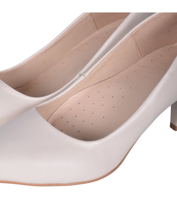 Komfortní béžové kožené lodičky 032/6023