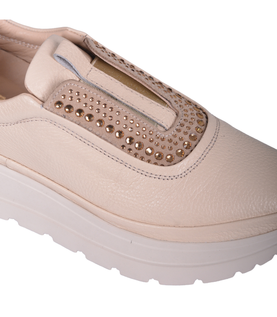 Béžové slip on tenisky s kamínky na podešvi unica 1012796
