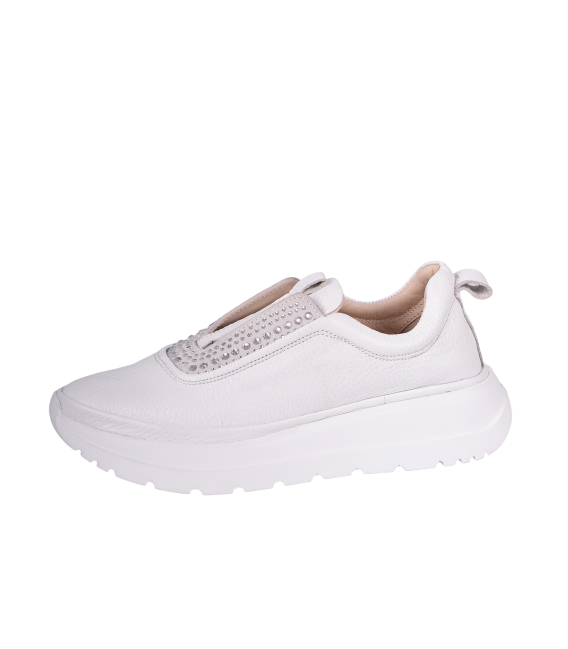 Bílé slip on tenisky s kamínky na podešvi unica 1012796