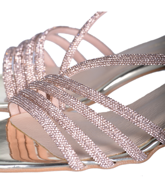 Zlaté štrásované sandály 07-1815