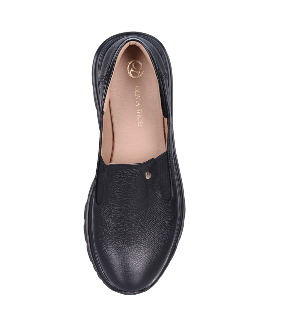 Černé kožené slip on mokasiny DTE054