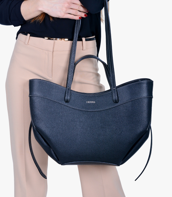 Zvýhodněný set černé kožené slip on mokasíny DTE054+Kabelka Renata