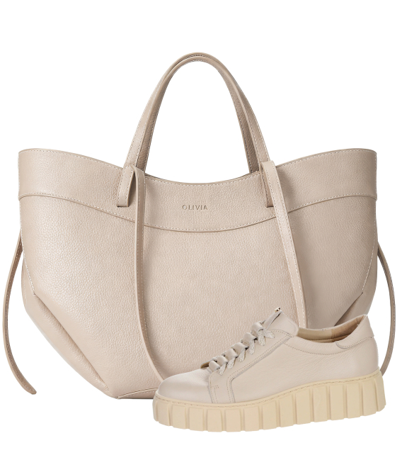 Zvýhodněný set béžové tenisky s nařasením na jazyku 8000+Kabelka Renata