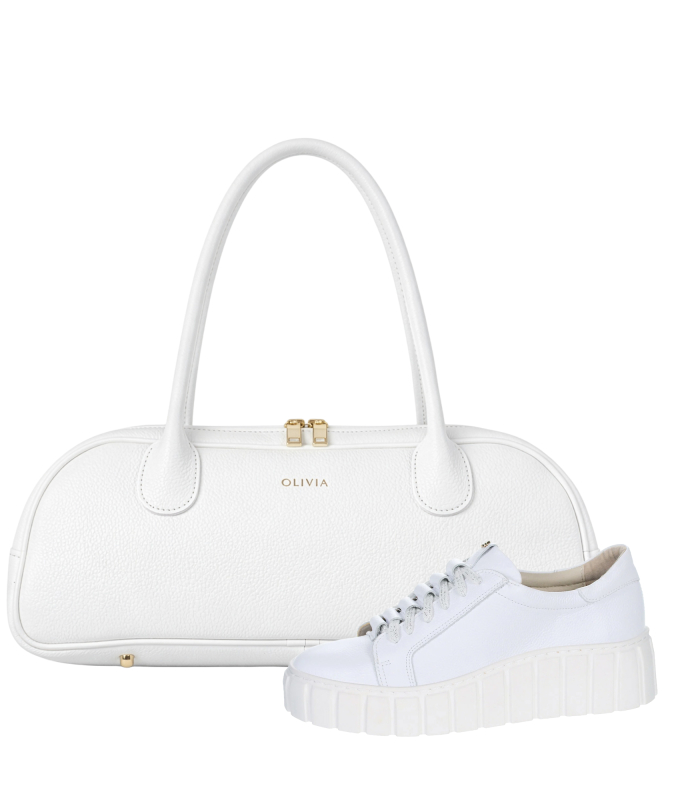 Zvýhodněný set bílo tenisky s nařasením na jazyku 8000+Kabelka Renata