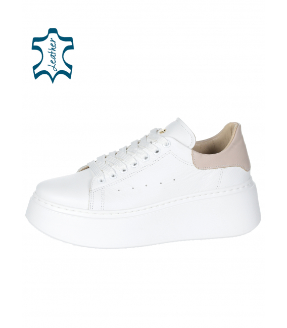 Bílé tenisky s béžovou patou n408s2