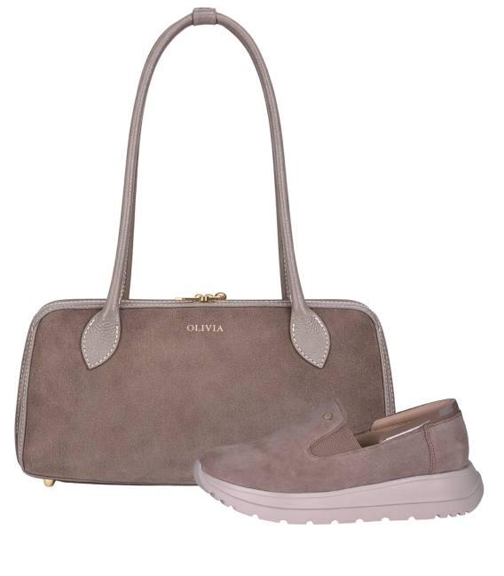 Zvýhodněný set cappuccino slip on mokasíny DTE054+ Kabelka Kristýna