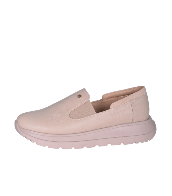 Béžové kožené slip on mokasiny DTE054