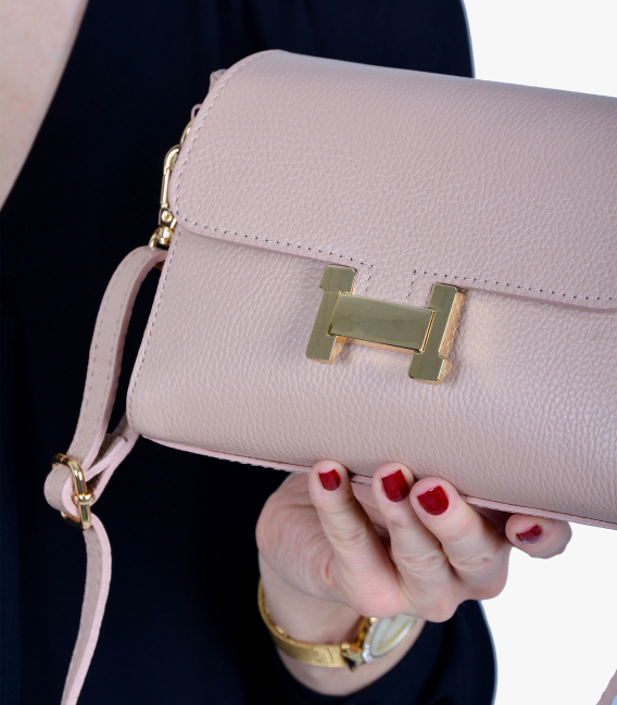 Zvýhodněný set béžové kožené slip on mokasíny DTE054+ Kabelka IVANA