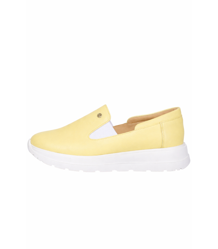  Žluté kožené slip on mokasiny DTE054