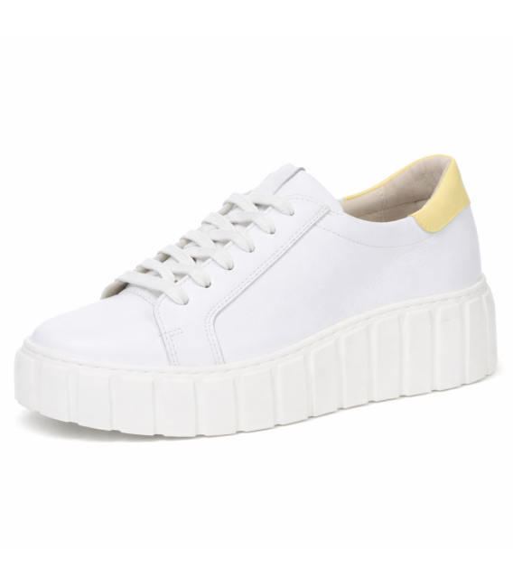 Bílo tenisky se žlutou patou s nařasením na jazyku 8000
