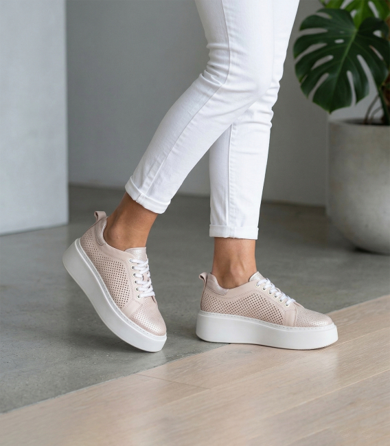 Dámské béžovo-zlaté tenisky 2602