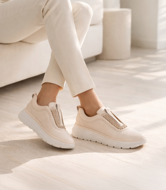 Béžové slip on tenisky s kamínky na podešvi unica 1012796