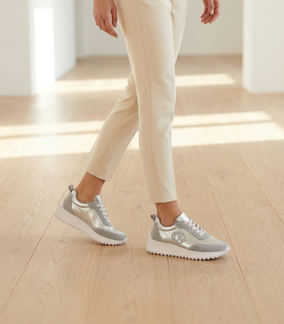 Dámské pohodlné stříbrné tenisky 842-905