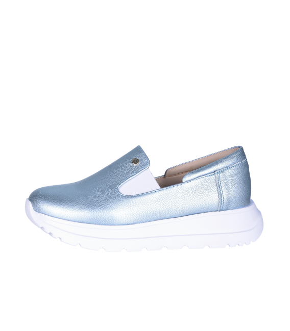 Modré kožené slip on mokasiny DTE054