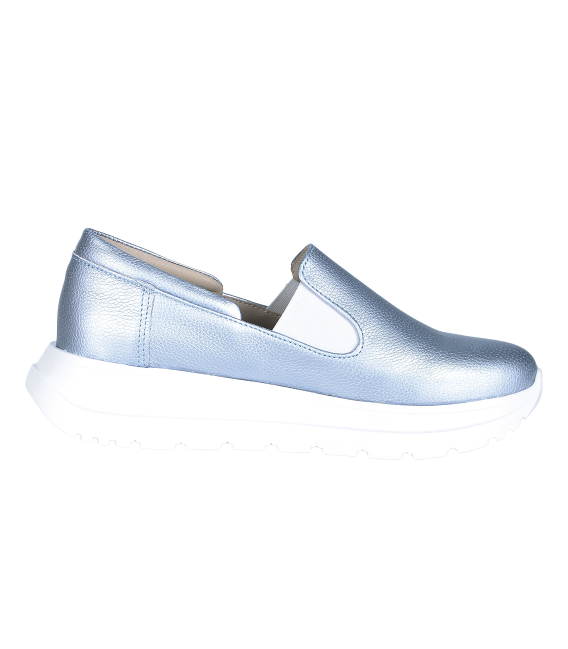 Modré kožené slip on mokasiny DTE054