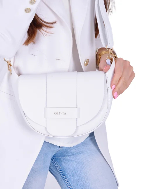 Zvýhodněný set bílý perforovaný slip on mokasíny DTE054+kabelka Sofia