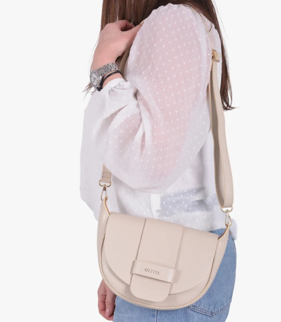 Zvýhodněný set béžové perforované slip on mokasíny DTE054+kabelka Sofia