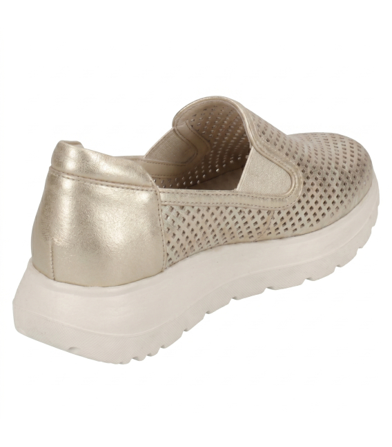 Zlaté perforované slip on mokasiny DTE054