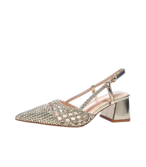 Dámské zlaté sandály na podpatku