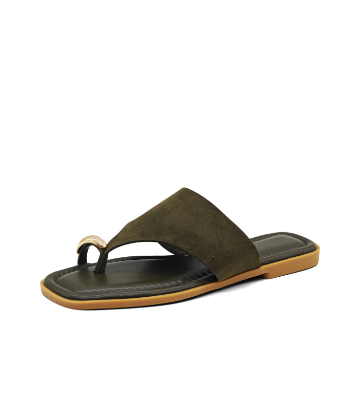 Semišové dámské zelené pantofle