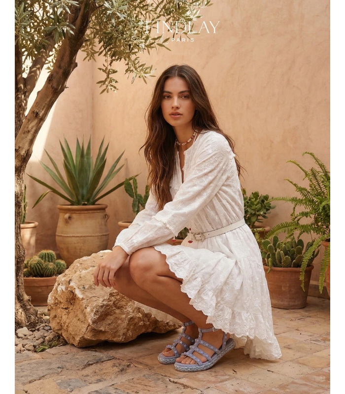 Modré sandály s kamínky