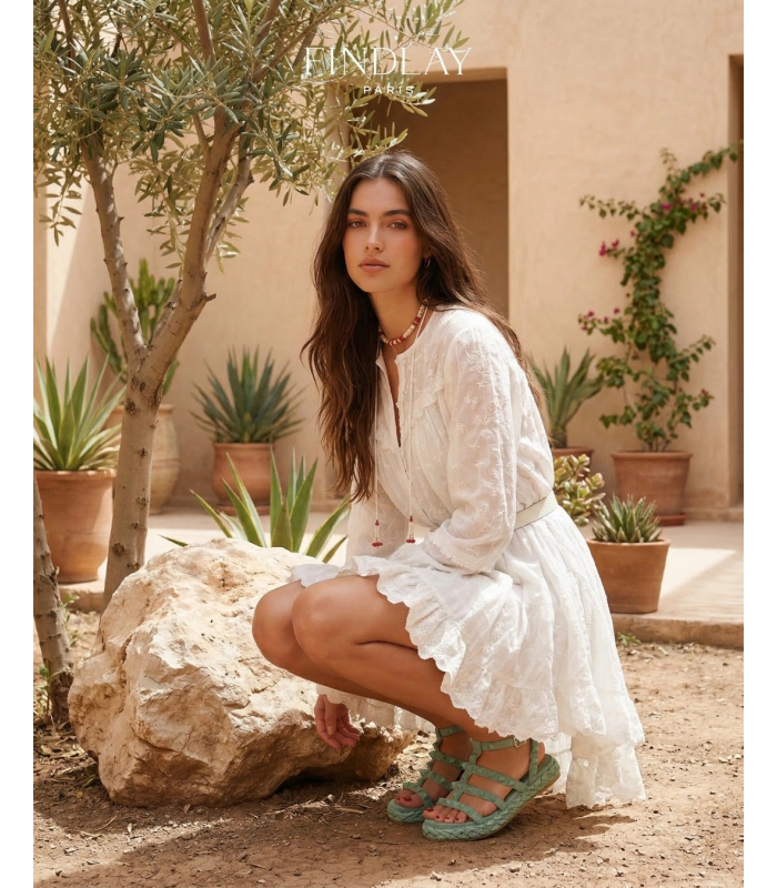 Zelené sandály s kamínky