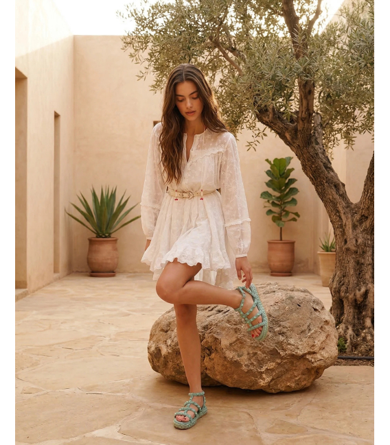 Zelené sandály s kamínky