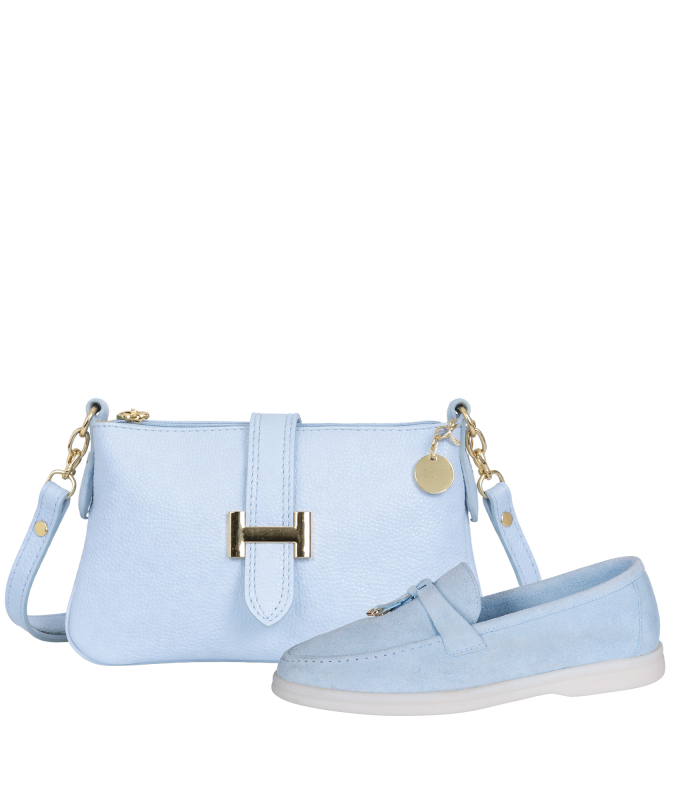 Zvýhodněný set dámské modré polobotky 041-3012-1+kabelka Hana