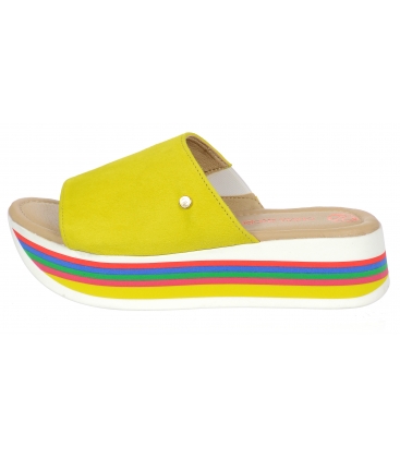 Žluté kožené pantofle na barevné MARLENE podešvi DSL3000